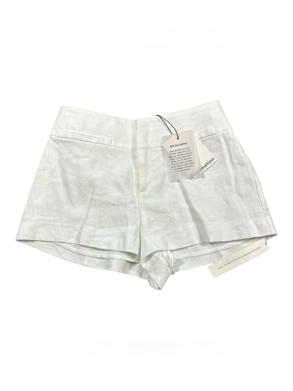Reformation Everett Short Size 0 in White 100% Linen NWT